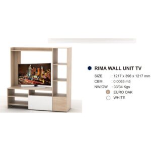 MEJA TV RIMA WALL UNIT - EURO OAK & WHITE MELODY