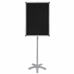 Portable blackboard on stand for presentations and teaching.